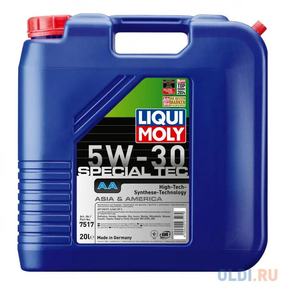 Нс-синтетическое моторное масло liquimoly special tec aa 5w30 20 л 7517, фотография 1