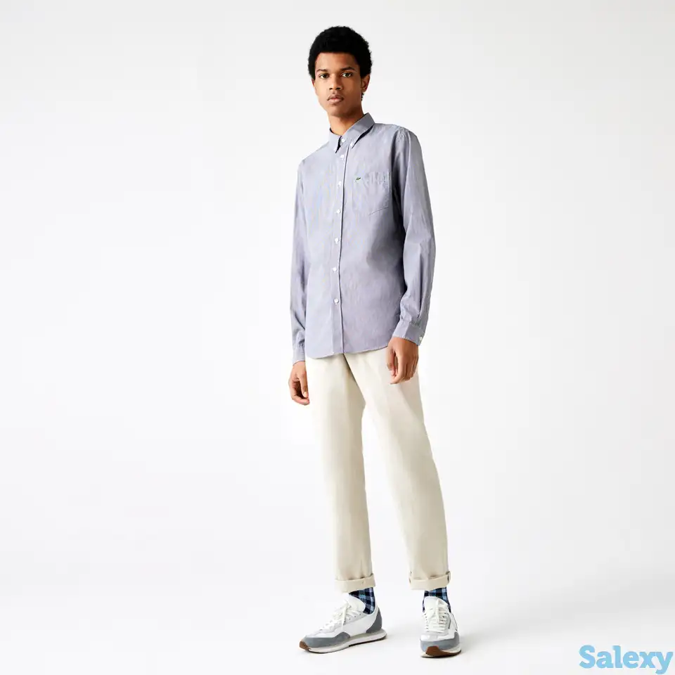 Мужская рубашка lacoste regular fit из хлопкового поплина, фотография 1