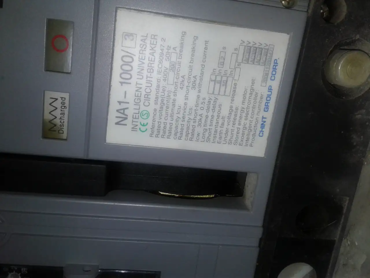 Воздушный автоматический выключатель выкатной серия  NA1-1000-3. CHINT, фотография 1