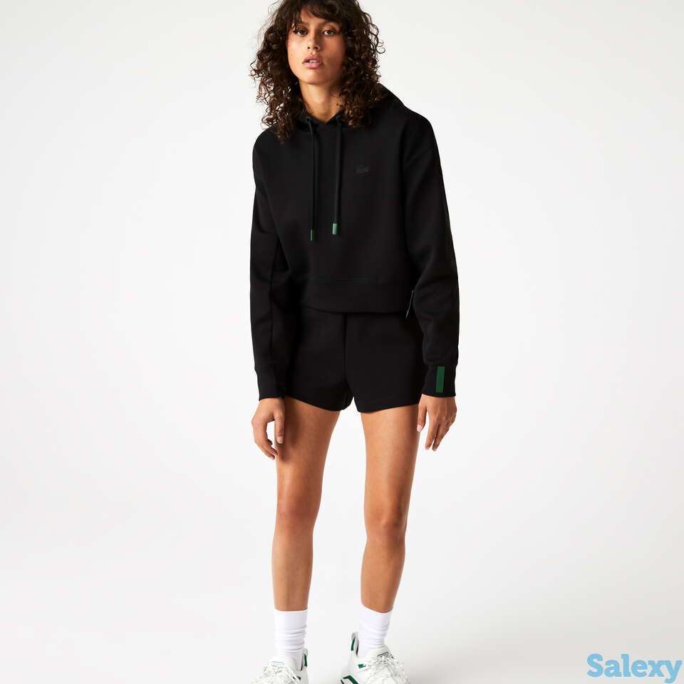 Женская укороченная толстовка lacoste с капюшоном из смеси хлопка, фотография 1
