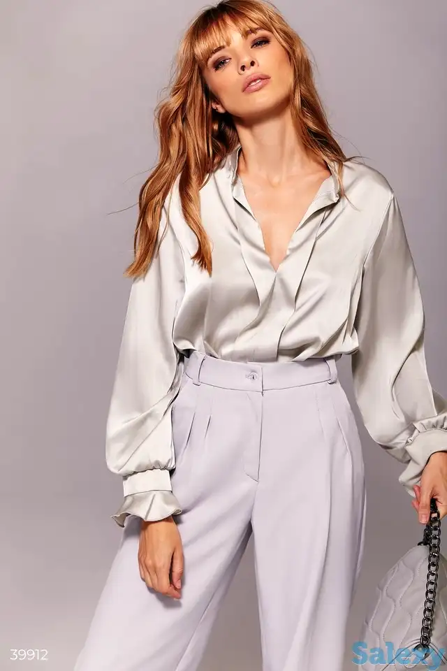 Мятная блуза из шелка, фотография 1