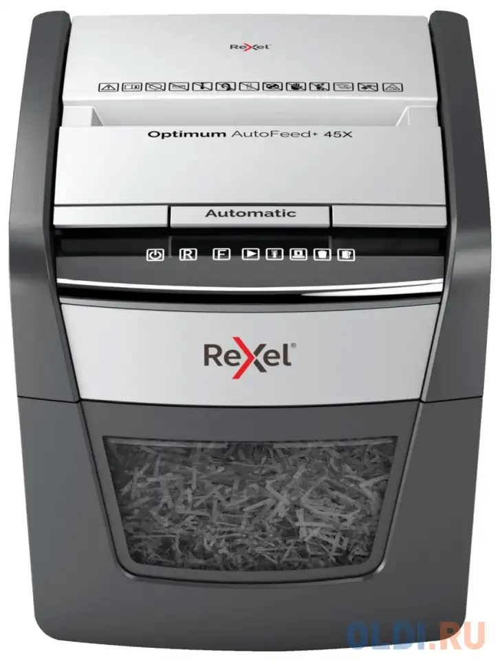 Шредер rexel optimum autofeed 45x черный с автоподачей (секр.p-4)/фрагменты/45лист./20лтр./скрепки/с, фотография 1