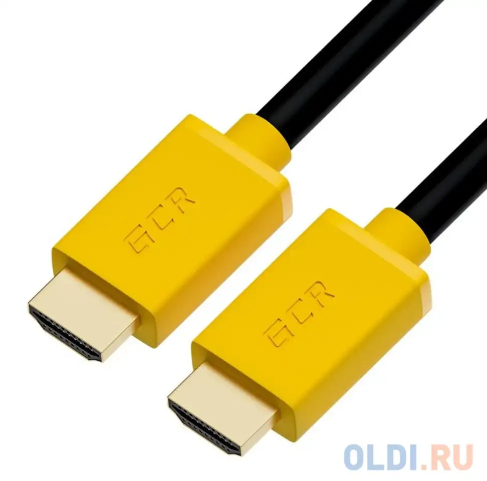Кабель hdmi 3м green connection gcr-hm441-3.0m круглый черный/желтый, фотография 1