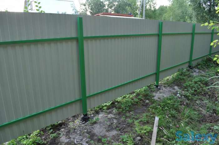 Монтаж забора из проф. листа, фотография 3
