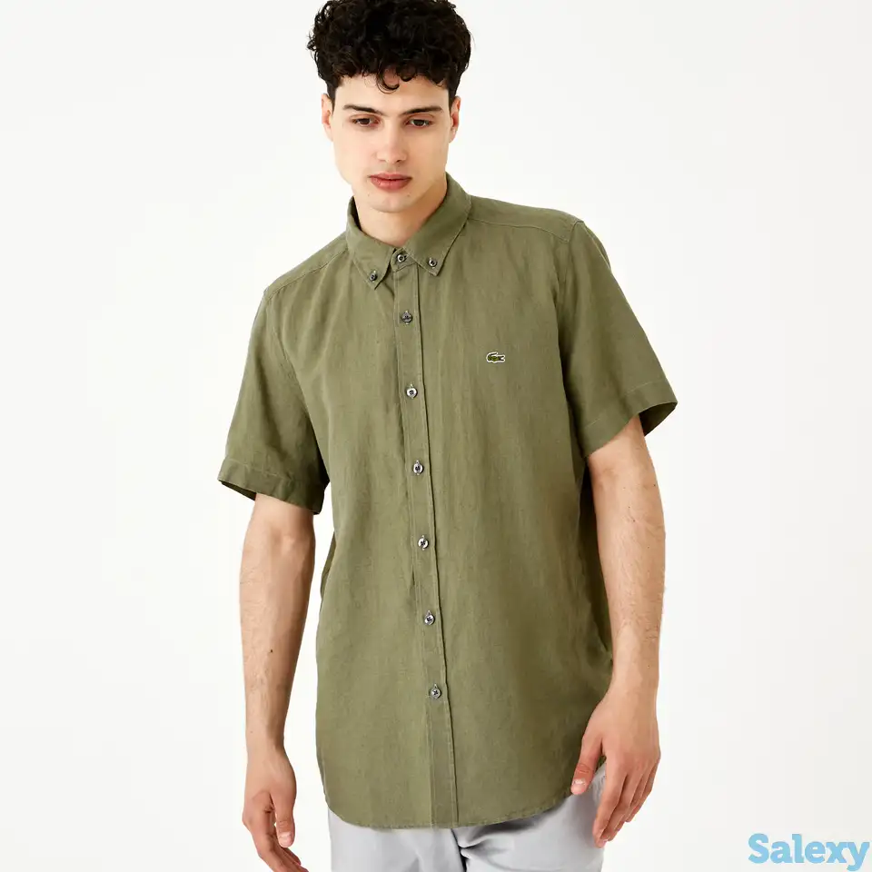 Мужская льняная рубашка lacoste slim fit, фотография 1