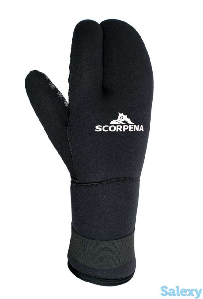 Рукавицы для подводной охоты неопреновые трехпалые scorpena d 8мм, фотография 1