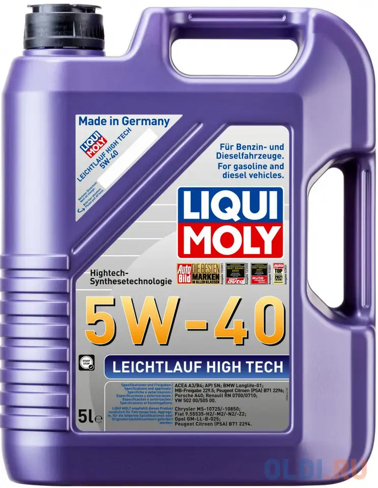 Нс-синтетическое моторное масло liquimoly leichtlauf high tech 5w-40 sp a3/b4 5л, фотография 1