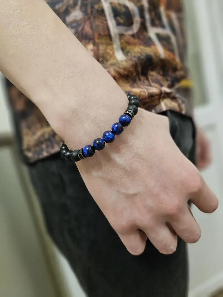 Браслет из натуральных камней агата и тигрового глаза, фотография 2