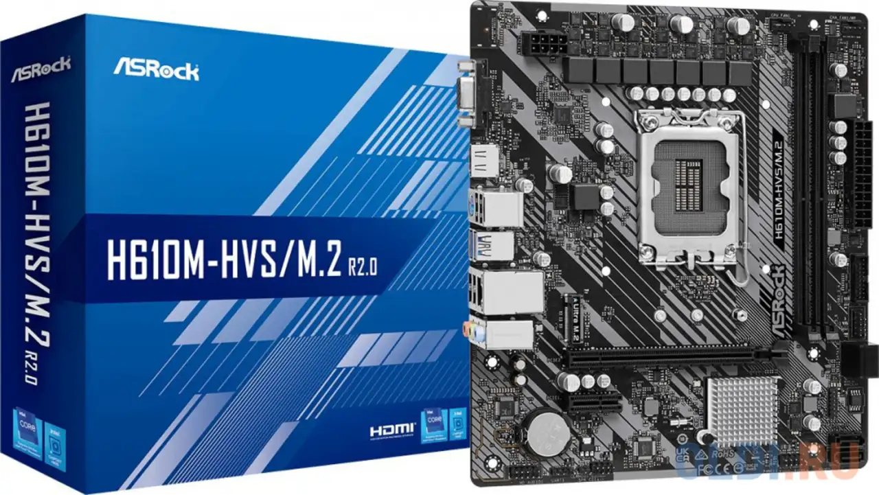 Материнская плата asrock h610m-hvs/m.2 r2.0, фотография 1