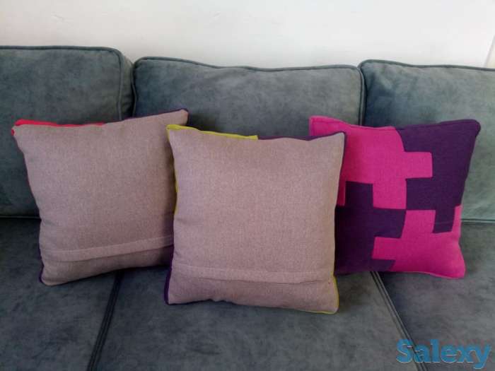 Комплект из 3х подушек пэчворк, ручная работа, фотография 3