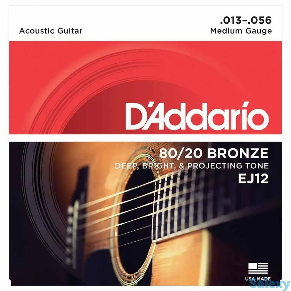 Струны для акустических гитар d'addario ej12, фотография 1