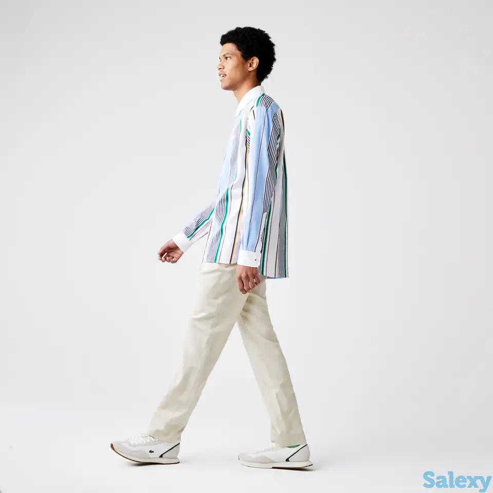 Мужские облегающие брюки из смеси хлопка и льна, фотография 1