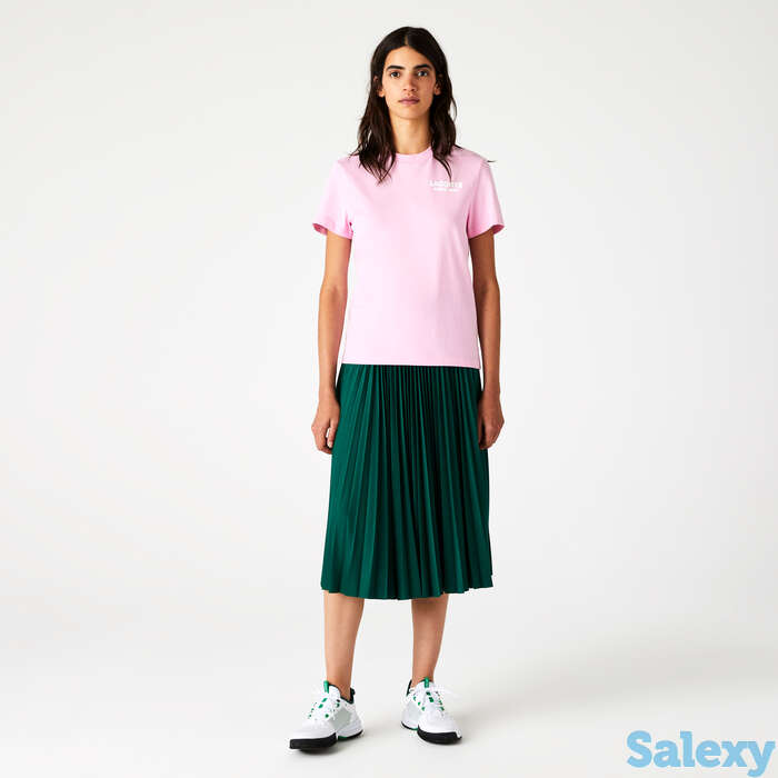 Женская футболка lacoste branding из хлопка с круглым вырезом и принтом, фотография 1