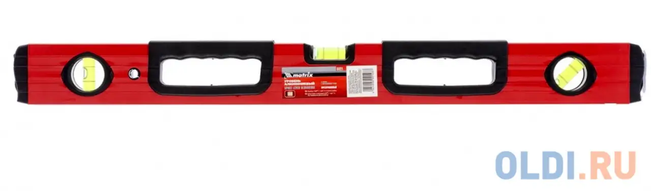 Уровень алюминиевый, 600 мм, фрезерованный, 3 глазка, 2 эргономичные ручки// matrix, фотография 1