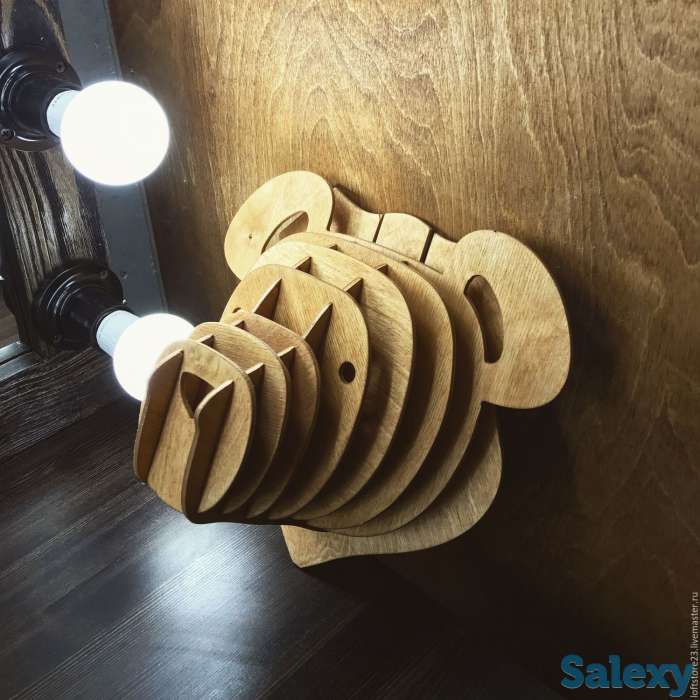 Декоративная голова животных. Гравировка и лазерная резка по дереву декоративных голов животных., фотография 1