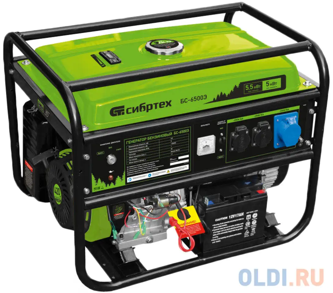 Генератор бензиновый бс-6500э, 5,5 квт, 230в, 4-х такт., 25 л, электростартер//, фотография 1