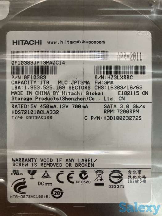Новый жёсткий диск на 1 TB HITACHI, фотография 2