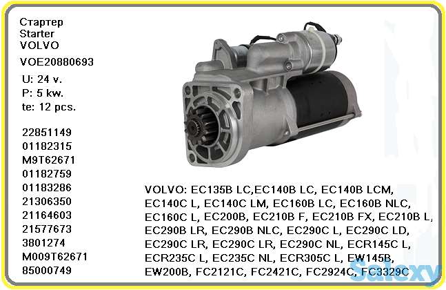 Стартер, Volvo EC140LC (Вольво), фотография 1