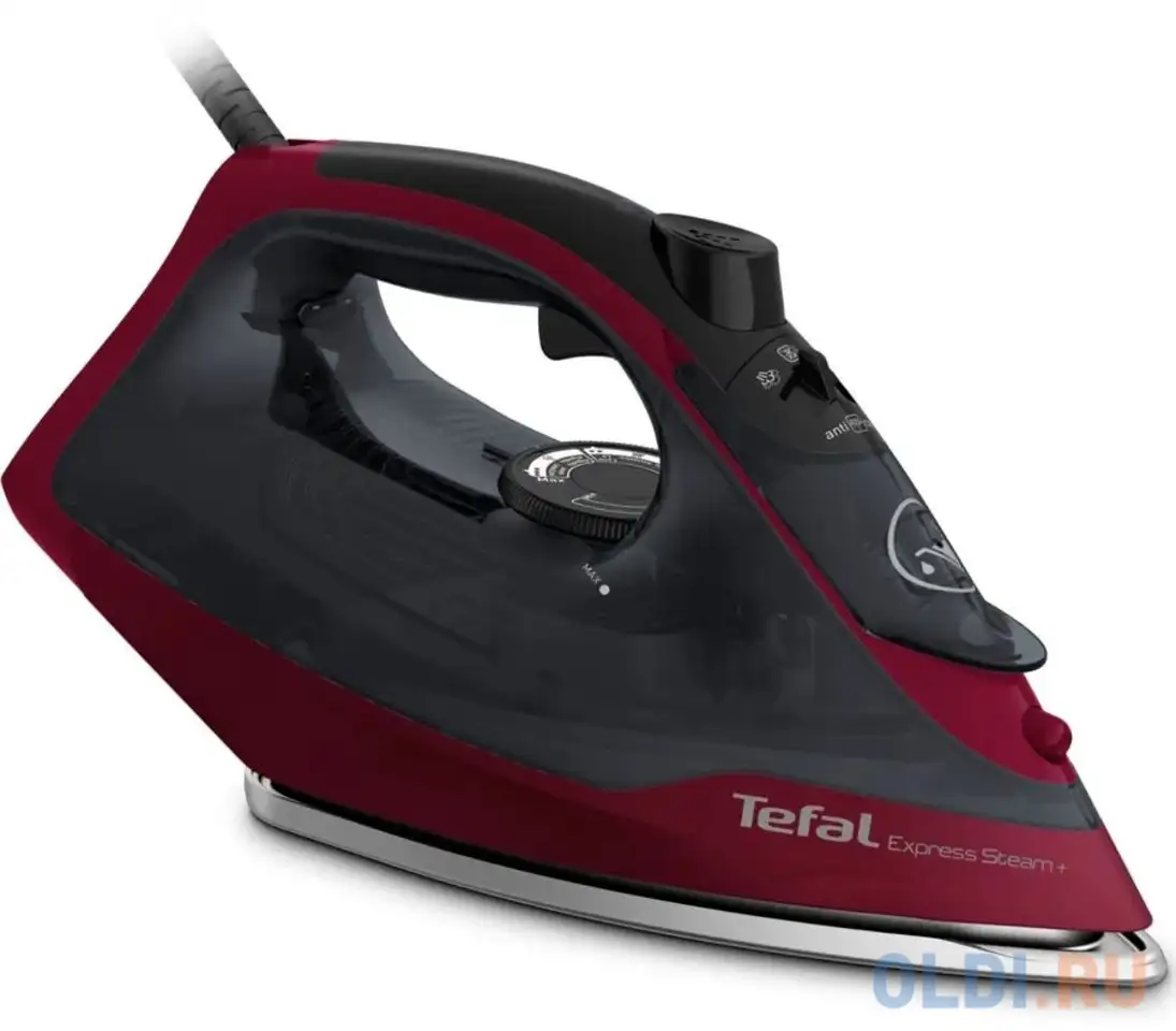 Утюг tefal fv2846e0 2400вт чёрный бордовый, фотография 1