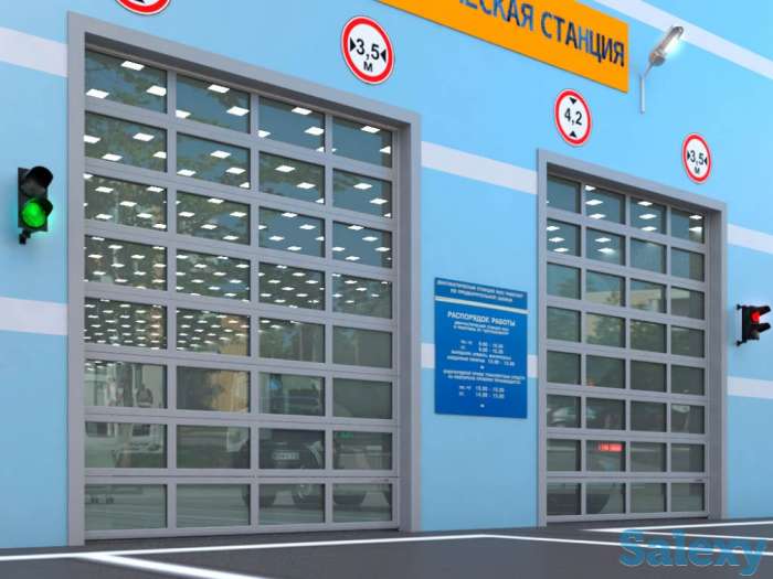 Панорамные секционные ворота с ручным управлением, фотография 1