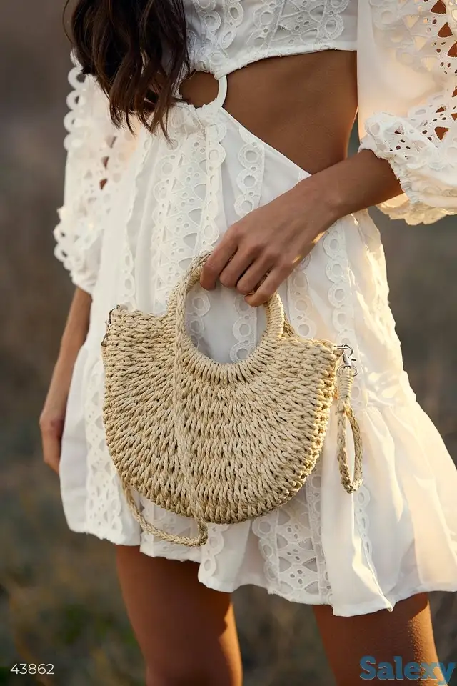 Летняя сумка молочного цвета, фотография 1