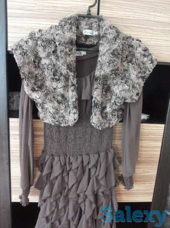 Коктельное платье с меховой накидкой., фотография 1