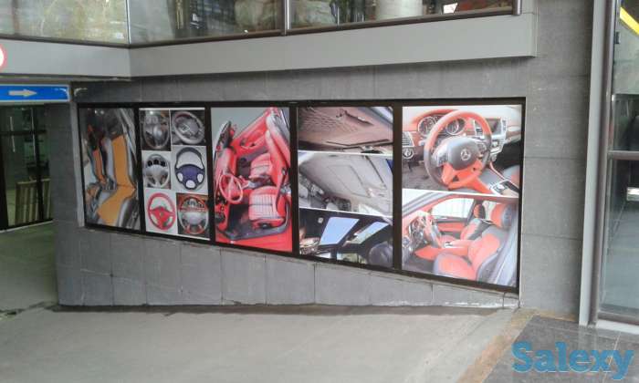 Оформление витрин: оклейка стекол оракалом, накладные элементы, 