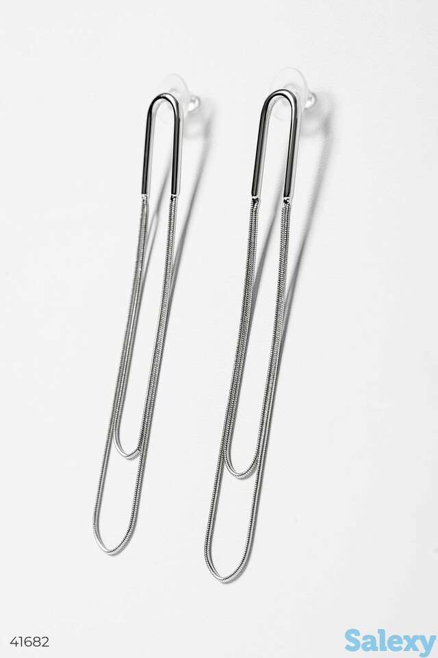 Серебристые серьги подвески, фотография 1