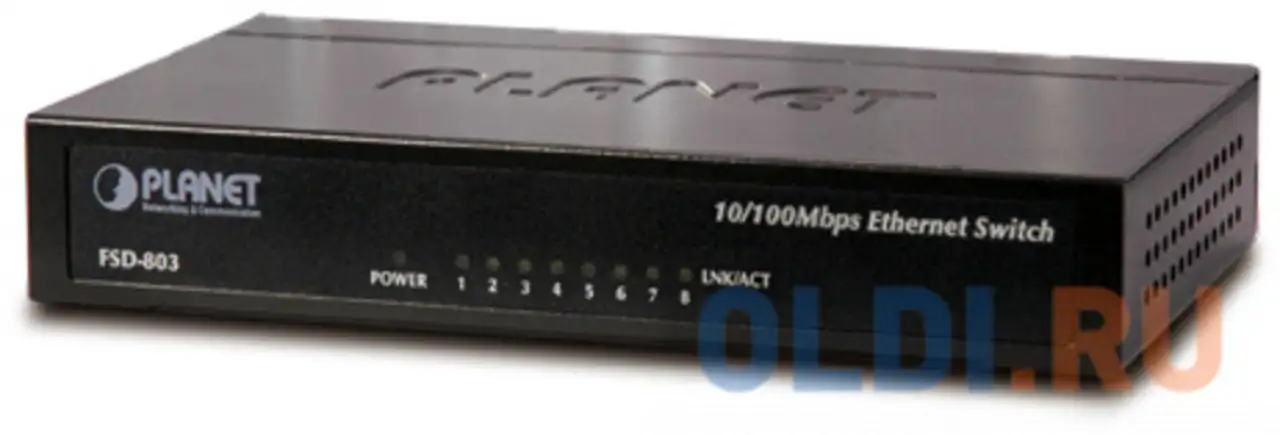 Planet 8-port 10/100mbps fast ethernet switch, metal, фотография 1