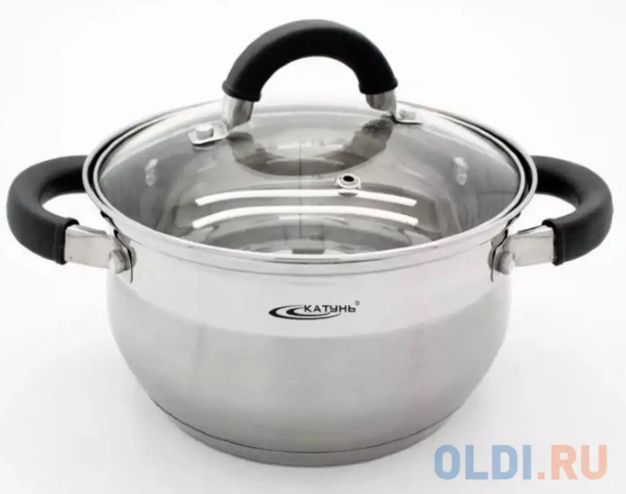 Кастрюля катунь кт08-d-20 20 см 3.9 л нержавеющая сталь, фотография 1