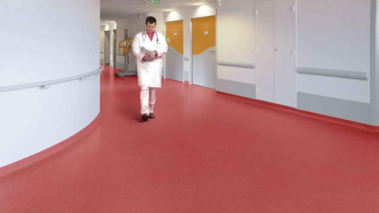 Медицинский линолеум, гомогенное напольное покрытие для чистых и промышленных помещений. Коммерческий линолеум КМ2, фотография 5