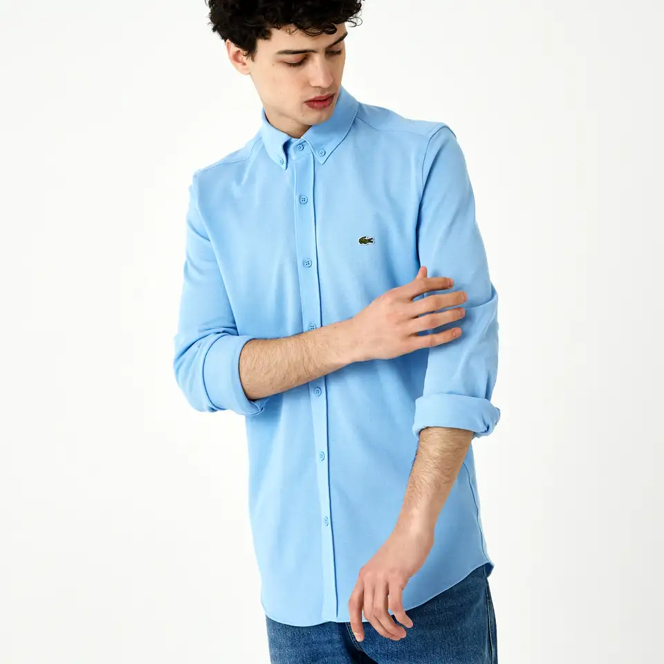 Мужская рубашка lacoste slim fit из органического хлопка, фотография 1