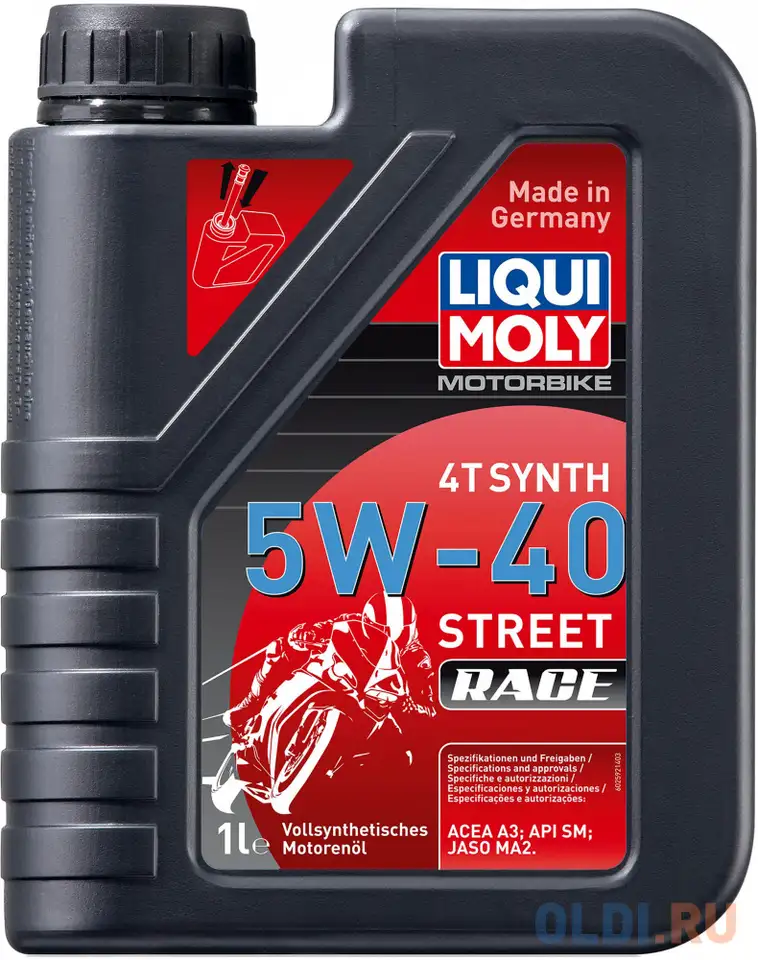 Cинтетическое моторное масло liquimoly motorbike 4t synth street race 5w40 1, фотография 1