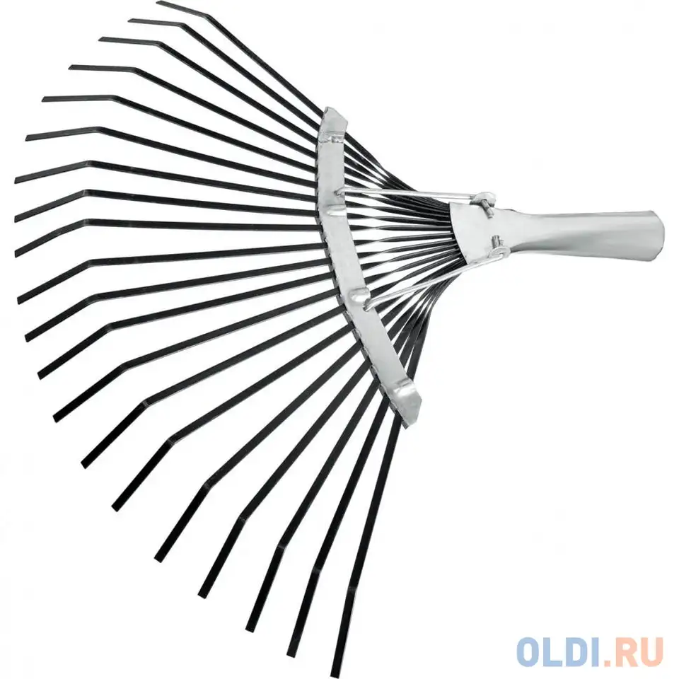 Грабли сибртех 61779  веерные 20 зубьев с черенком оксидированные плоский, фотография 1