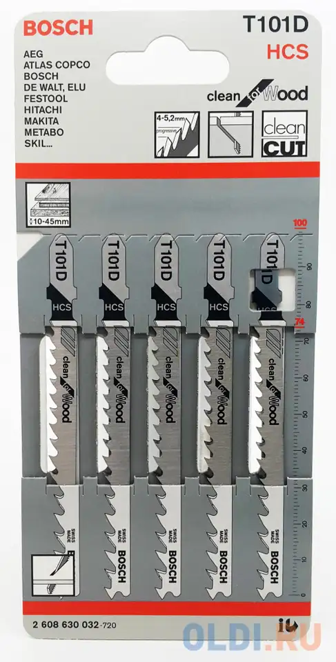 Лобзиковая пилка bosch t101d hcs 5шт, фотография 1