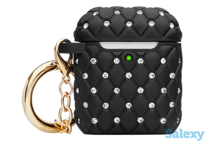 Чехол с карабином deppa crystal для airpods 1/2 (47314). черный, фотография 1