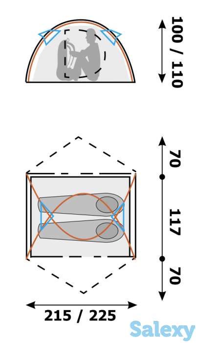 Палатка снаряжение вега 2 pro+ si/east желтая, фотография 3