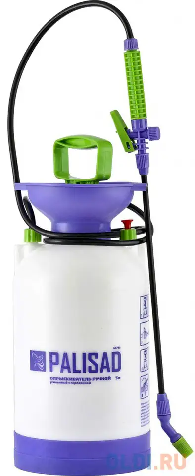Опрыскиватель ручной усиленный с горловиной 7л, с насосом, шлангом, разбрызгиватель// palisad, фотография 1