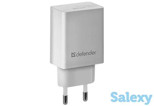 Сетевое зарядное устройство defender epa-10 1xusb 5v/2.1а. белый, фотография 1