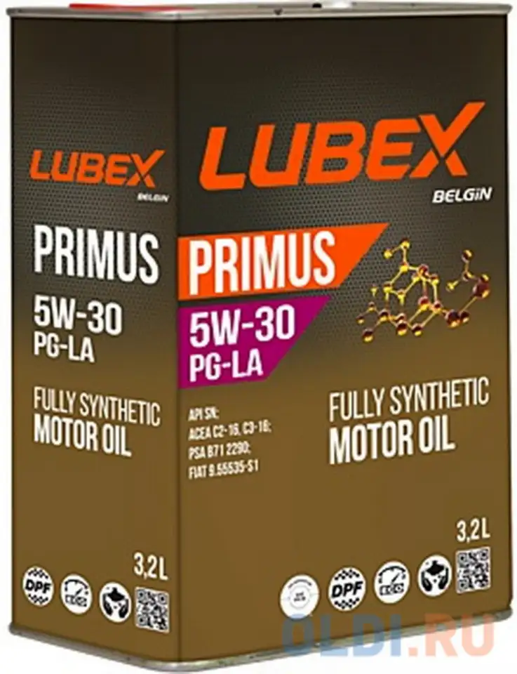 L034-1327-0632 lubex синт. мот.масло primus pg-la 5w-30 sn c2/c3 (3,2л), фотография 1