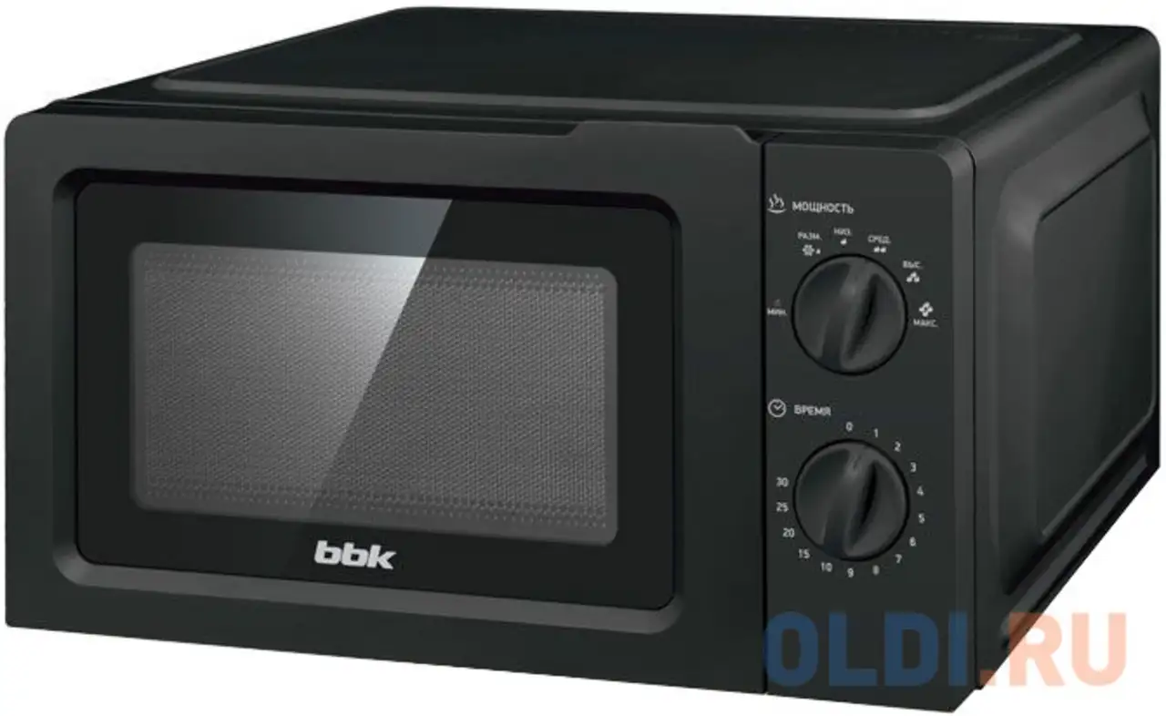 Микроволновая печь bbk 17mws-782m/b black (17л, 700вт, соло, механическое управление) (17mws-782m/b), фотография 1