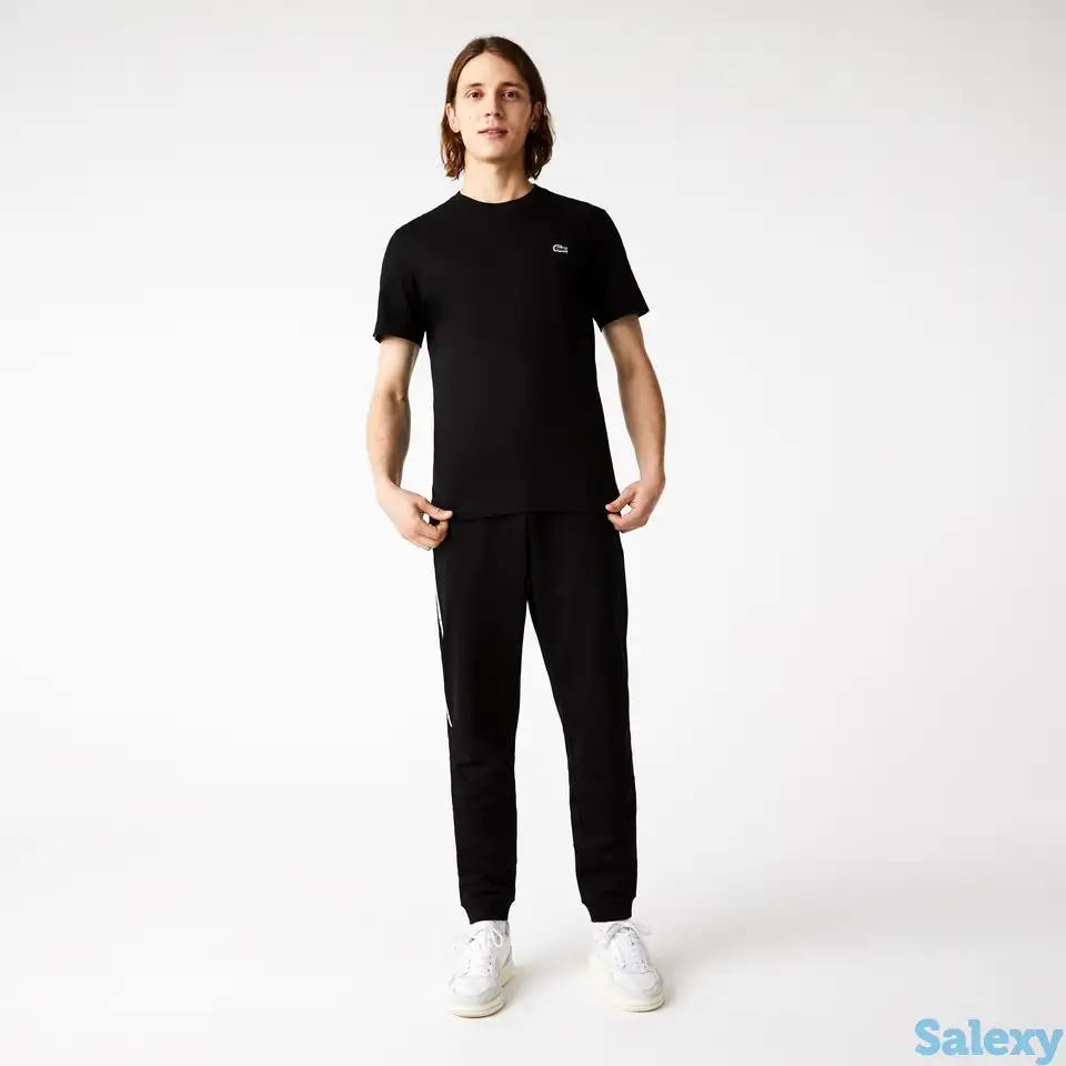 Мужская полосатая хлопковая футболка lacoste с круглым вырезом, фотография 1