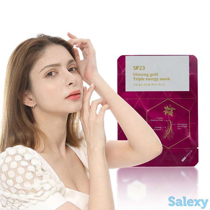 Тканевая маска Skin Factory SF23 Ginseng Gold Triple Energy Mask (5 шт.), фотография 3