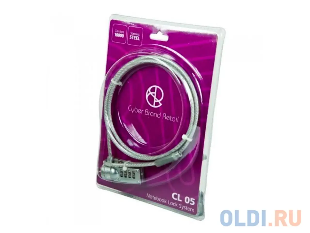 Трос для ноутбука cbr cl-05, kensington lock, кодовый, 1м, блистер, rtl, фотография 1