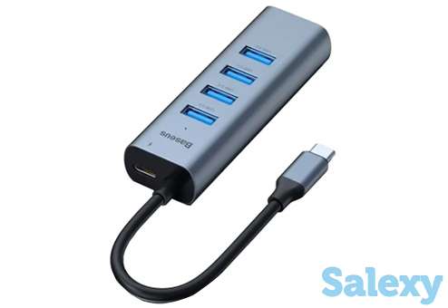 Хаб baseus enjoy series type-c 5xusb 3.0+1xusb type c pd (cahub-q0g). темно-серый, фотография 2