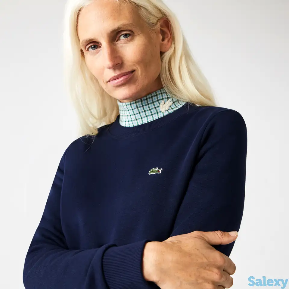 Женская флисовая толстовка lacoste с круглым вырезом из хлопка, фотография 1