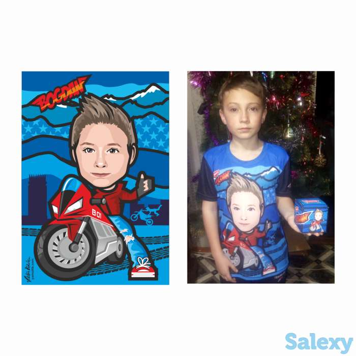 Портреты в мультяшном стиле на футболках, кружках, на пряниках и тортах, фотография 2