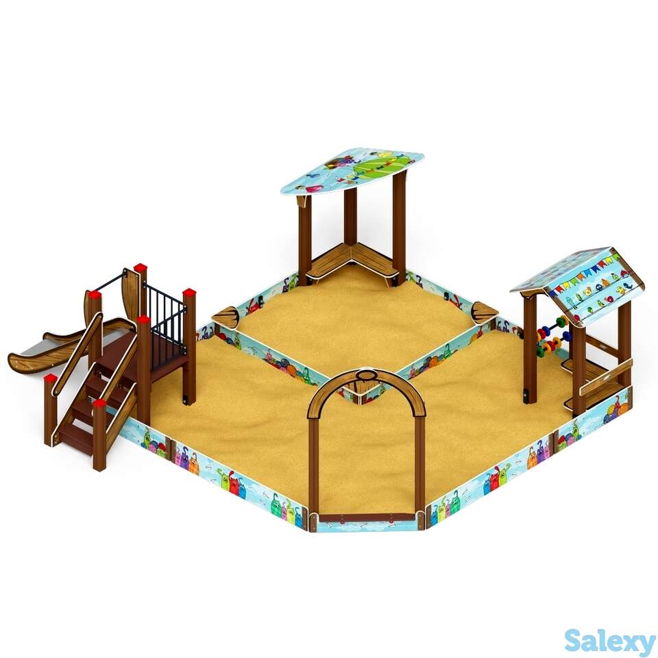 Песочный дворик с горкой ио 6.01.05-03 (коты), фотография 1