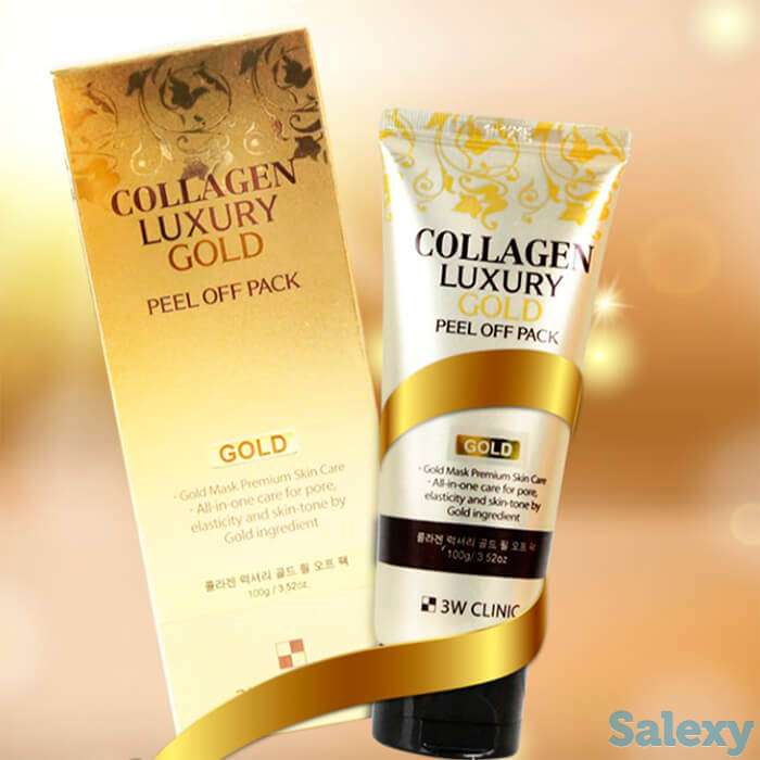Маска-плёнка 3w clinic collagen & luxury gold peel off pack, фотография 2