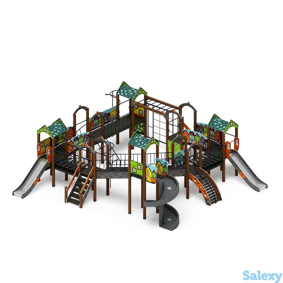 Детский игровой комплекс «остров детства (город) (винтовой скат)» дик 2.01.8.02-01 н=1200,, фотография 1